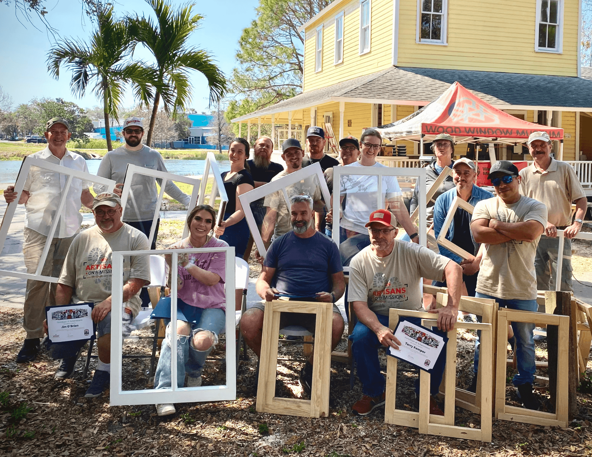 Total Window Makeover and Intro to Sash Making Students Display Their Work in a Group Photo